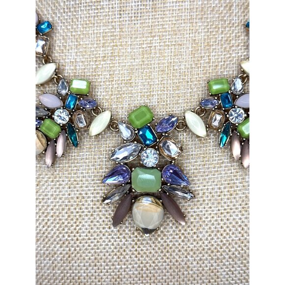 Stella & Dot Mae Trellis Statement Necklace Gold Chain Multicolor Gemstones 13.5 - Picture 3 of 12